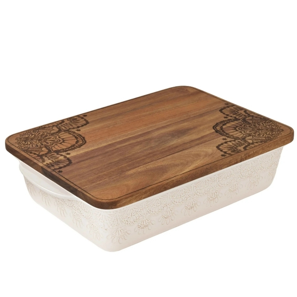 ❤️ Trade 2025 The Pioneer Woman Vintage Lace Linen Floral Embossed Baking Dish
